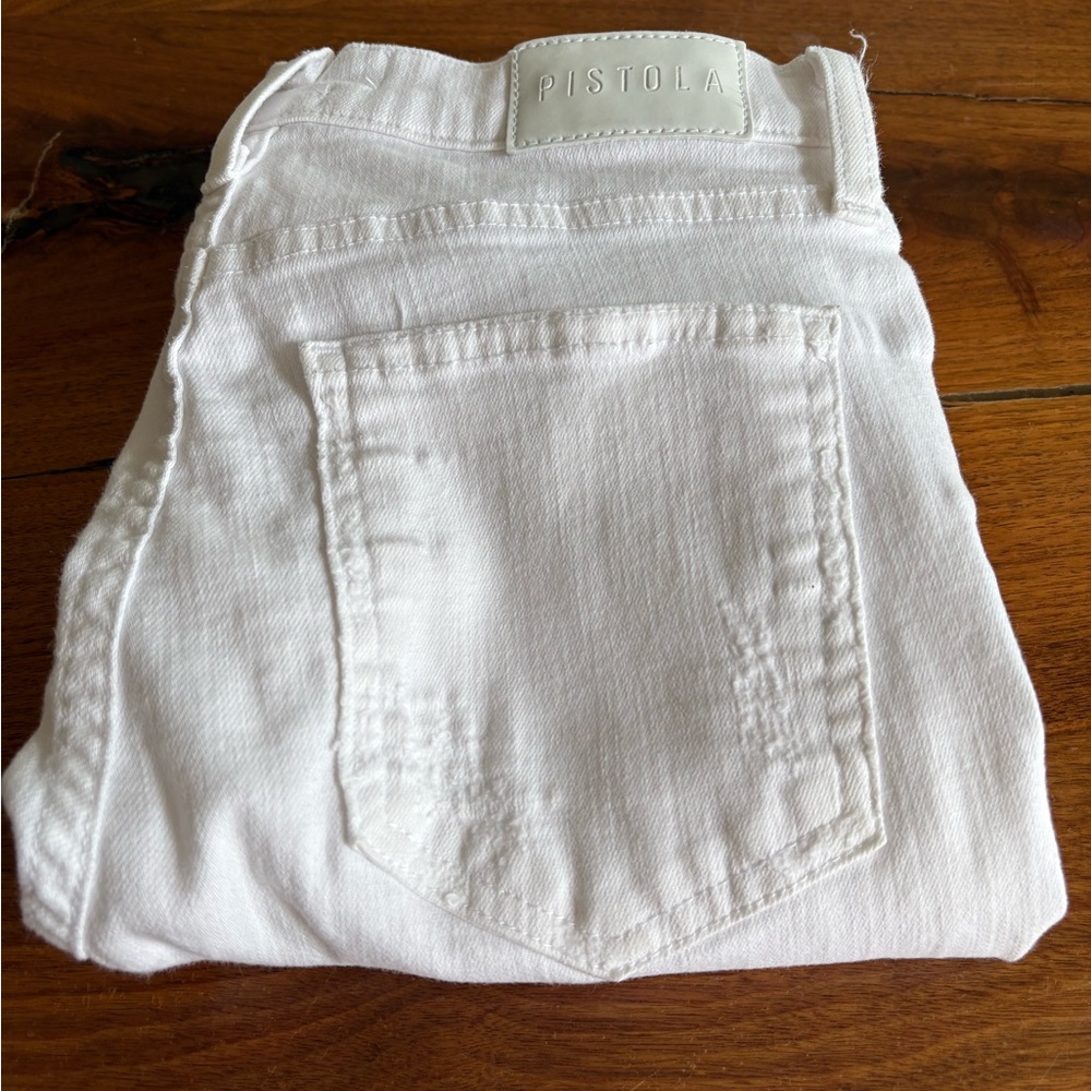 Pistola Distressed White Denim Jeans